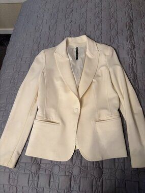 PLEIN SUD JEANIUS (Paris) Womens White Suit Blazer Jacket Coat Size Medium